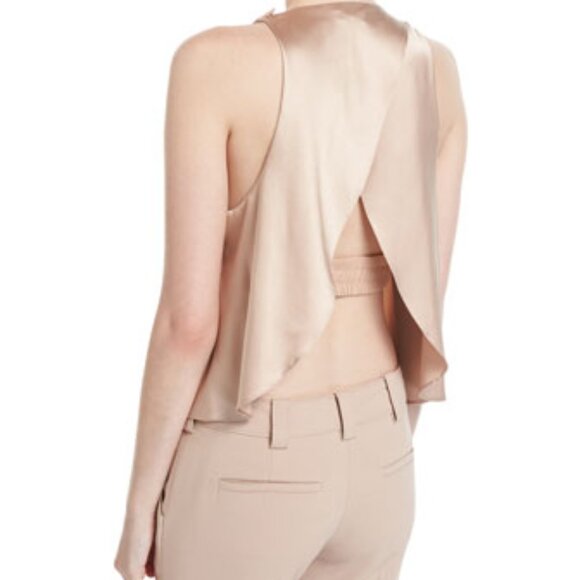 A.L.C. Jasper Sleeveless Open-Back Satin Blouse Silk Size 6 Blush Pink - Picture 2 of 5